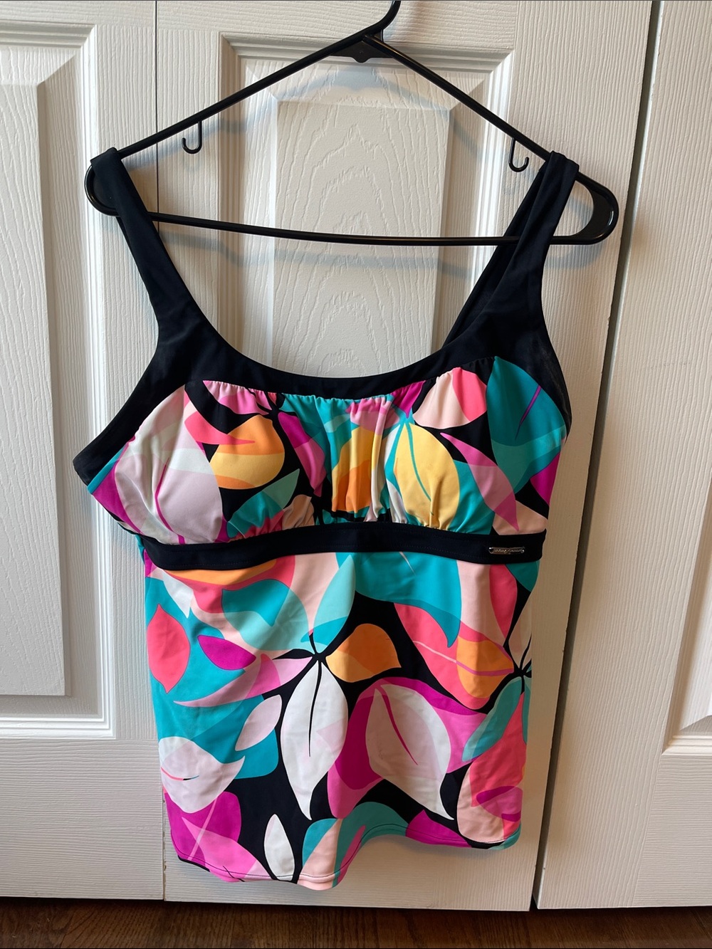 ZeroXposur Black Multicolor Floral Swim Bodysuit Tankini Top